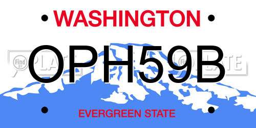 OPH59B Washington License Plate