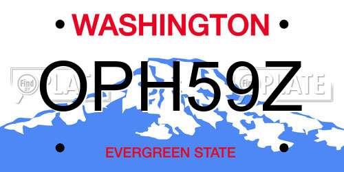 OPH59Z Washington License Plate