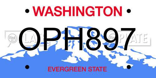 OPH897 Washington License Plate