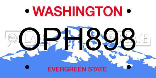 OPH898 Washington License Plate