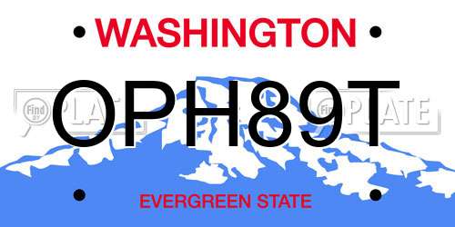OPH89T Washington License Plate