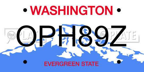 OPH89Z Washington License Plate