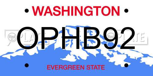 OPHB92 Washington License Plate