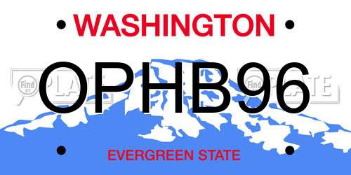 OPHB96 Washington License Plate