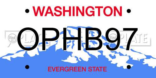 OPHB97 Washington License Plate