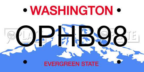 OPHB98 Washington License Plate