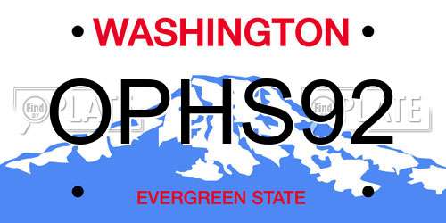 OPHS92 Washington License Plate