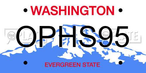 OPHS95 Washington License Plate