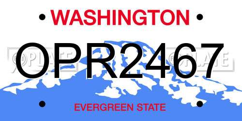OPR2467 Washington License Plate