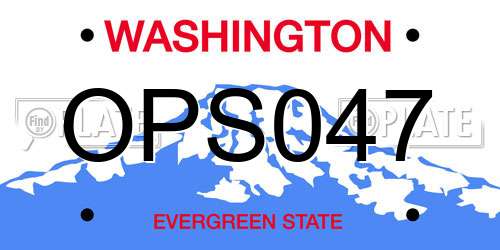 OPS047 Washington License Plate