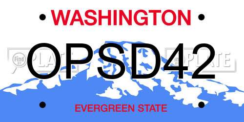 OPSD42 Washington License Plate