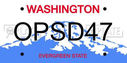 OPSD47 Washington License Plate