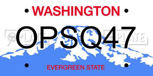 OPSQ47 Washington License Plate