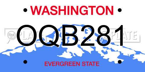 OQB281 Washington License Plate