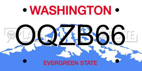 OQZB66 Washington License Plate