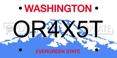 OR4X5T Washington License Plate