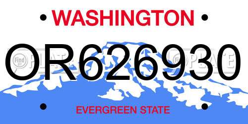 OR626930 Washington License Plate