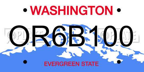 OR6B100 Washington License Plate