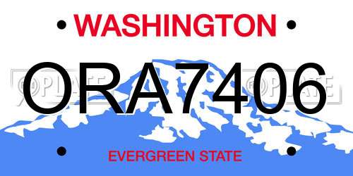 ORA7406 Washington License Plate