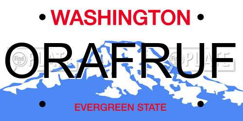 ORAFRUF Washington License Plate