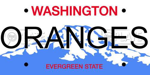 ORANGES Washington License Plate