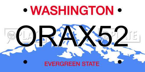 ORAX52 Washington License Plate