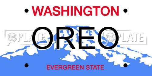 OREO Washington License Plate
