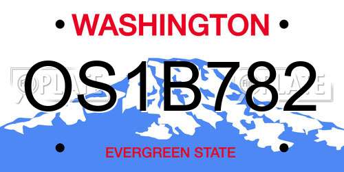 OS1B782 Washington License Plate