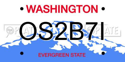 OS2B7I Washington License Plate