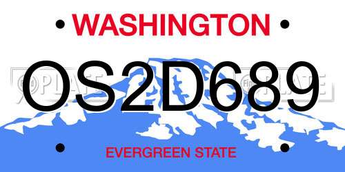 OS2D689 Washington License Plate