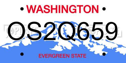 OS2Q659 Washington License Plate