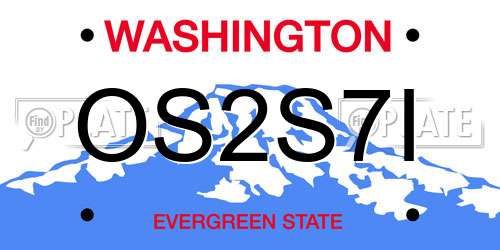 OS2S7I Washington License Plate