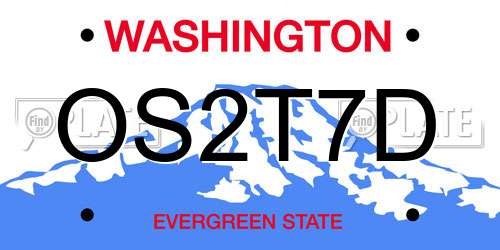 OS2T7D Washington License Plate