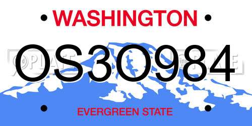OS3O984 Washington License Plate
