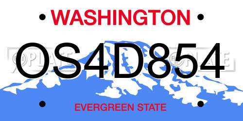 OS4D854 Washington License Plate