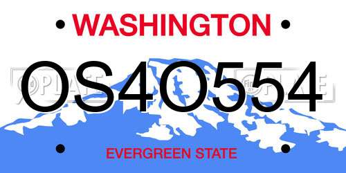 OS4O554 Washington License Plate