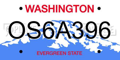 OS6A396 Washington License Plate