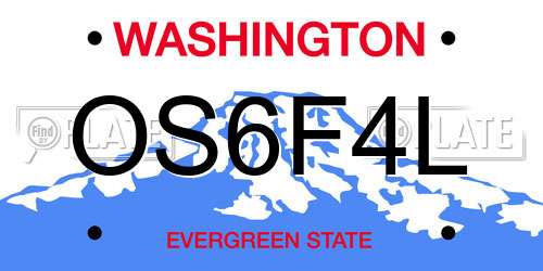 OS6F4L Washington License Plate