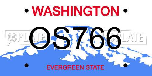 OS766 Washington License Plate