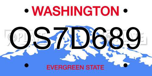 OS7D689 Washington License Plate