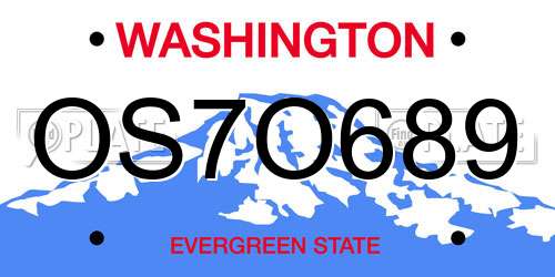 OS7O689 Washington License Plate