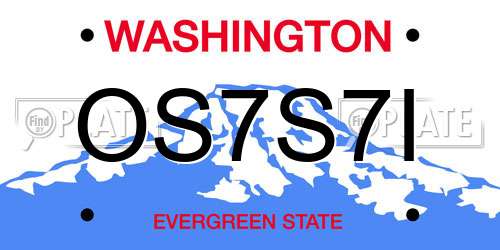 OS7S7I Washington License Plate