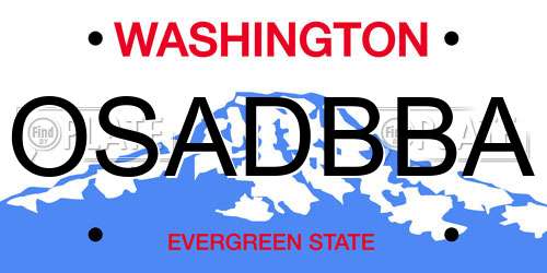 OSADBBA Washington License Plate