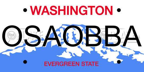 OSAOBBA Washington License Plate