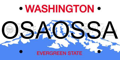 OSAOSSA Washington License Plate