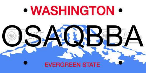 OSAQBBA Washington License Plate