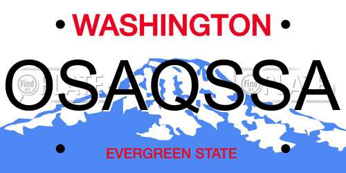 OSAQSSA Washington License Plate