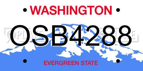 OSB4288 Washington License Plate