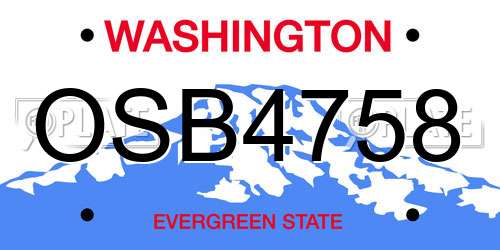 OSB4758 Washington License Plate