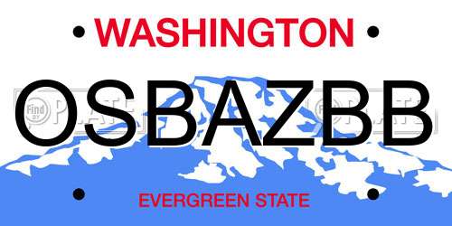 OSBAZBB Washington License Plate
